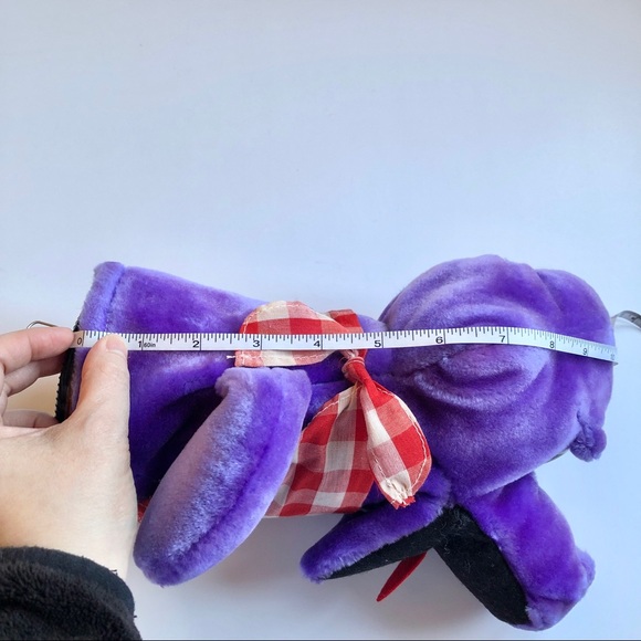 NEW Vintage Hand Puppet DINER SAURUS Stuffed Plush Animal Toy 9 3/4” Purple - Picture 9 of 16